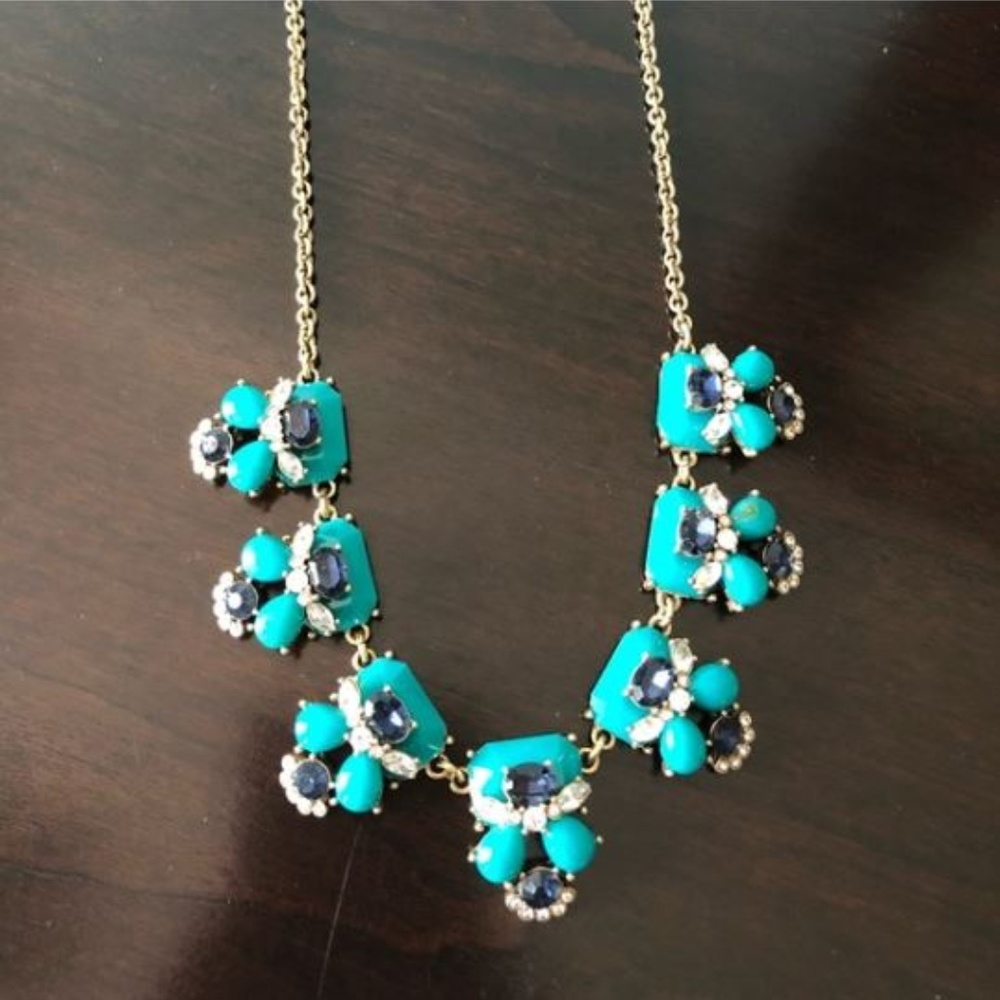 J Crew navy and turquioise necklace